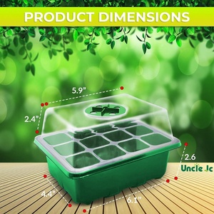 Bandeja de cultivo de <span class=keywords><strong>semillas</strong></span> de plantas de vivero de jardín, tapa de 12 /6 celdas, Kit de bandeja de inicio de plántulas de germinación con luz de cultivo de cúpula, humedad ajustable - Product Image 4