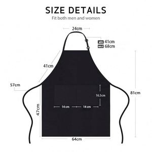 Tablier de cuisine noir ajustable avec poches pour la restauration - Vente en gros - Product Image 2