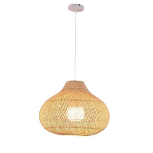 Rattan Pendant <b>Light</b> 40cm 50cm 60cm Diameter Led Round Shape For Hotels Guesthouses Bedroom - Product Image 1