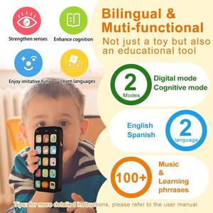 Jouet bilingue té<span class=keywords><strong>l</strong></span>éphone bébé té<span class=keywords><strong>l</strong></span>éphone avec sons et lumière, anglais/<span class=keywords><strong>espagnol</strong></span>, amusant apprentissage précoce enfants té<span class=keywords><strong>l</strong></span>éphone intelligent bébé jouets - Product Image 5