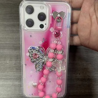 Coque de téléphone fantaisie en TPU avec chaîne pour iPhone 18 17 16 15 14 13 et Infinix Hot60I Hot50I Hot40I, motif papillon, brillante et féminine