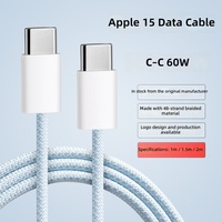15 câbles de charge rapide USB-C vers USB-C 60W tressés avec chargeur PD pour iPhone 15 Pro Max