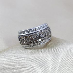 Anello di Diamanti Jewelspaark 1.88 Cttw Taglio Rotondo Bianco e Marrone Naturale con Incastonatura a Pavé in Argento <span class=keywords><strong>Sterling</strong></span>, Gioiello di Fidanzamento per Donne - Product Image 2