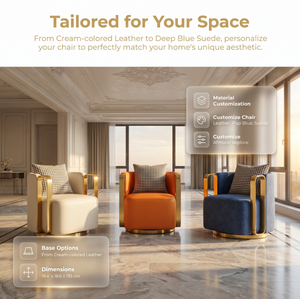 Sillón de Salón de Hotel de Lujo en Terciopelo, Moderno, con Reposabrazos en Forma de C de Metal Dorado, Giratorio, para Vestíbulo de Hotel Premium o Sala VIP - Product Image 2