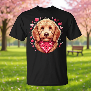 T-shirt promozionale con design Golden Doodle Valentine Hearts Dog - Product Image 3