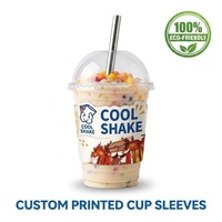 Étiquette en carton durable avec logo personnalisé imprimé, papier couché isolant thermiquement pour bubble tea et café