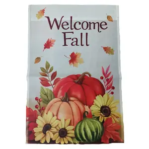 Free sample gift cheap double sided polyester sublimation printing seasonal pumpkin fall garden flag