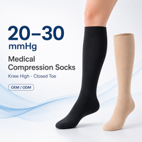 Chaussettes de compression médicale graduée 20-30 mmHg, hauteur genou, bout fermé, pour femmes et hommes, OEM, marque privée