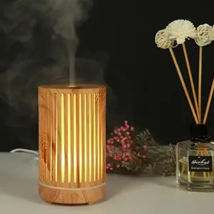 200mL Air Humidifier Aromatherapy Essential Oil Diffuser Wood-grain USB Ultrasonic Air Purifiers Aroma Mist Maker With LED Light