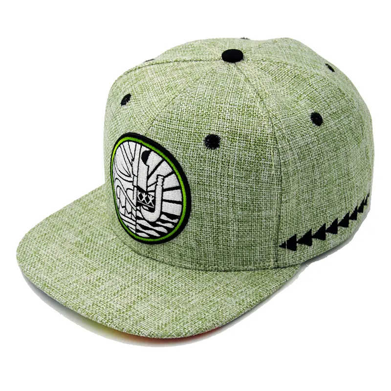 الجملة تصميم شعار الخاص بك ثلاثية الأبعاد التطريز شعار متوهجة في الظلام فضفاض الأخضر القنب قبعة سناب باك
