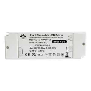 CE UKCA DC12V Triac Dimmable LED Driver 0-10V 1-10V 5 en 1 Tension Constante 80W LED Driver pour Éclairage - Product Image 2
