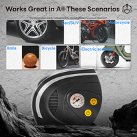 Compresseur d'air 12V avec logo personnalisé - Jauge mécanique rétro ABS, 5 lumières LED, gonflage rapide en 7 minutes, garantie de 2 ans pour les urgences automobiles