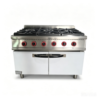 Nouvelle cuisinière à gaz professionnelle 6 brûleurs avec four encastré en acier inoxydable – Équipement de cuisson
