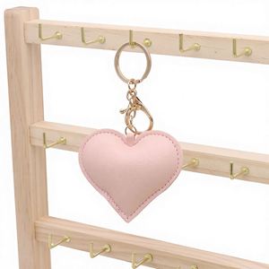 Valentine's Day Gift PU Leather Heart-Shaped Carabiner Keychain & Wrist Strap Couple <b>Bag</b> Charm Accessory - Product Image 2