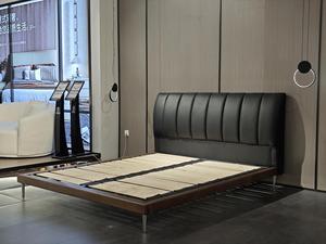 Cadre de lit à plateforme rembourré de taille unique moderne et vintage en bois massif réglable en mousse de cuir pour le rangement de la chambre à coucher à la maison - Product Image 3