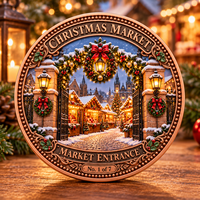 Pièce de monnaie commémorative de collection en cuivre pur 999 de 1 oz, collection de marché de Noël personnalisée, avec relief 3D peint et impression UV