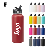 Bouteille d'eau sport isotherme en acier inoxydable personnalisée de 24 oz et 32 oz avec poignée pour le sport, les voyages, l'école, sans BPA, gourde isotherme sous vide