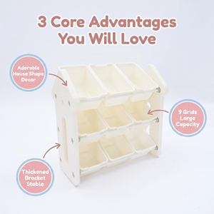 Étagère <span class=keywords><strong>de</strong></span> <span class=keywords><strong>rangement</strong></span> en forme <span class=keywords><strong>de</strong></span> <span class=keywords><strong>maison</strong></span> pour enfants, 9 compartiments, grande capacité, support épaissi pour chambre, salle <span class=keywords><strong>de</strong></span> classe, crèche - Product Image 6