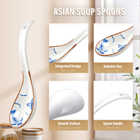 Cuillères de service en céramique chinoise, cuillères à soupe udon pho en porcelaine, cuillères à ramen asiatiques et japonaises