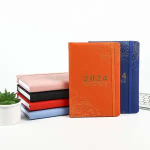 Moda Agenda 2024 Planejador Personalizado Impressão Pu Couro Diário Notebook Com Alça Elástica