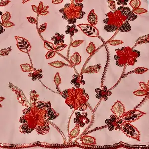 Новейшая 3d Тяжелая бисерная ткань, элегантная свадебная ткань, роскошная вышивка бусинами и блестками для платья
