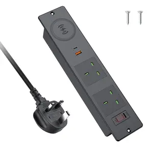 UK Office Wireless Charging Tischplatte Einbau Steckdosen leiste USB A USB C Smart Plug Steckdose mit Schalter