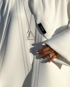 Abito Jalabiya 2026 Nuovo Design Ramadan Abaya Islamica Bianco Puro Dubai Elegante <span class=keywords><strong>Abbigliamento</strong></span> Quotidiano per Donne Musulmane - Product Image 3