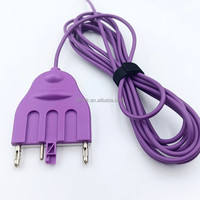 Kompatibel dengan Kabel Koneksi Pegangan 3-inti Pensil Elektrosurgikal Bedah Frekuensi Tinggi Ganda Sekali Pakai Asli berwarna ungu.