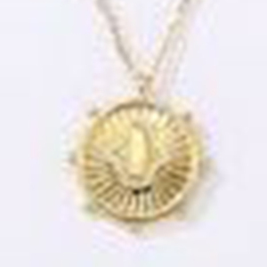 Collana con Ciondolo Sole in Acciaio Inossidabile Placcato Oro, Charm Rotondo Unisex, Gioielli alla Moda - Product Image 5