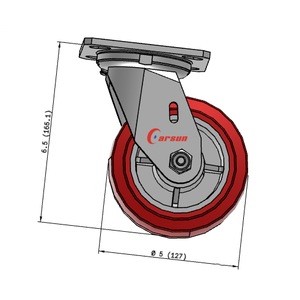 Heavy Duty <strong>4</strong>/5/6/8 Inch Swivel Trolley <strong>Wheel</strong> Castors PU Steel Polyurethane Nylon Rubber Plastic <strong>Caster</strong> Locking Red 6mm Top Plate - Product Image 2