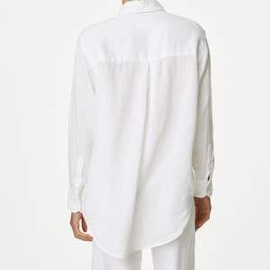 Set Completo Personalizzato in <span class=keywords><strong>Lino</strong></span> Puro per <span class=keywords><strong>Donna</strong></span>, Camicia Bianca e <span class=keywords><strong>Pantaloni</strong></span>, Completo Casual da Spiaggia, Abbigliamento in <span class=keywords><strong>Lino</strong></span> per <span class=keywords><strong>Donna</strong></span> - Product Image 4