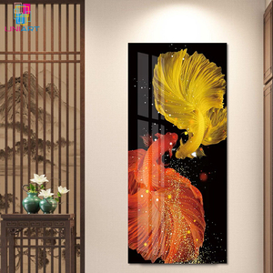 Vendita calda UNIART <span class=keywords><strong>di</strong></span> lusso moderno dipinto <span class=keywords><strong>di</strong></span> cristallo <span class=keywords><strong>di</strong></span> pesce d'oro <span class=keywords><strong>di</strong></span> una coppia per la decorazione della casa e la decorazione del soggiorno - Product Image 6