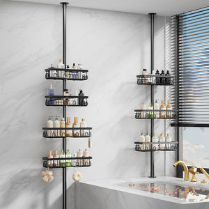 Palo de tensión ajustable de <span class=keywords><strong>acero</strong></span> <span class=keywords><strong>inoxidable</strong></span> CF, organizador de baño para champú, estante de almacenamiento, estante <span class=keywords><strong>sin</strong></span> perforación, carrito de <span class=keywords><strong>ducha</strong></span> para pared - Product Image 1