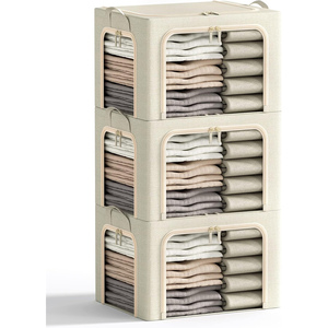 High Quality Foldable Waterproof Clothing Stackable Storage Bag Bins 2 Windows Home Closet Organizer Storage Box - Product Image 1