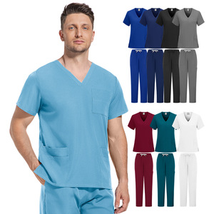 Unisex Scrub Set Moisture Wicking Knitted Split Uniform For Men And Women Hospital Workwear - Product Image 1
