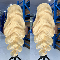 Perruque frontale en dentelle HD transparente 613 Body Wave en cheveux vietnamiens bruts, alignement des cuticules, sans colle, pour femmes noires