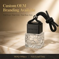 Flacon diffuseur de parfum pour voiture en verre taillé carré de 10 ml, avec bouchon à vis, personnalisable avec logo OEM, pour huile parfumée