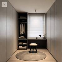 Système de dressing minimaliste monochrome XINGRUO avec étagères ouvertes, tringle de suspension et bureau