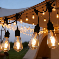 Guirnalda de Luces LED ST64 para Exteriores, con Bombillas Edison, Resistentes al Agua, Alimentación CA, Conectables, para Patio, Jardín, Cafetería, Parque Temático, 10 Metros