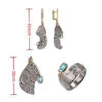 Ensembles de bijoux fins en argent Sterling 925, boucles d'oreilles, bague, pendentif, ensemble de trois pièces pour femme
