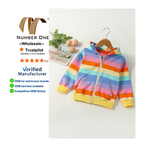 <span class=keywords><strong>Sudadera</strong></span> con Capucha y Cremallera para Niñas, Logotipo Personalizado, Niños Pequeños de 2 a 9 Años, Diseño de Arcoíris, <span class=keywords><strong>Sudadera</strong></span> con Capucha de Algodón, Chaqueta con Cremallera para Jóvenes - Product Image 1