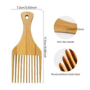 Peigne de ramassage en bois de bambou naturel, pour la <span class=keywords><strong>barbe</strong></span>, avec votre Logo personnalisé, 100% cm - Product Image 3