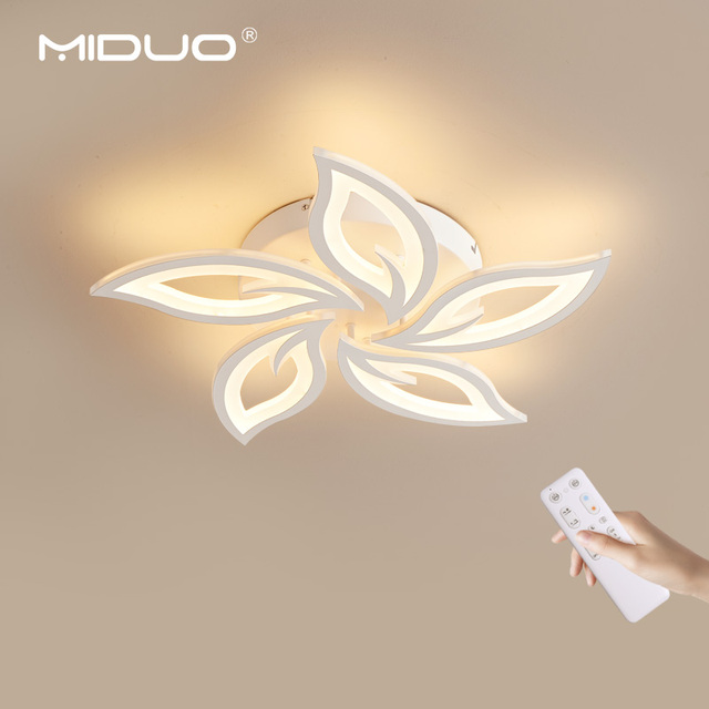 Iron Flower Design Smart Remote Control AC LED Chandelier Ceiling Lamp Adjustable Color Temp Night Light Nordic Modern Bedroom