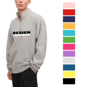 <span class=keywords><strong>Felpa</strong></span> con Zip 1/4 da Uomo Oversize in Poliestere Multicolore 350G, Personalizzabile con <span class=keywords><strong>Stampa</strong></span>, Nuovi Arrivi 2026 - Product Image 1