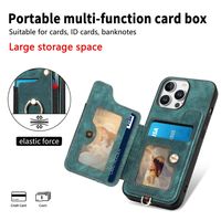 Étui en cuir antivol RFID pour iPhone 16 Pro Max avec lanière à boucle annulaire sac de carte multifonction accessoire de téléphone portable