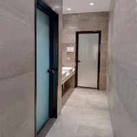Porte en verre économique à battant, sécurisée, avec cadre en aluminium, insonorisée, moderne, pour bureau, cuisine, toilettes
