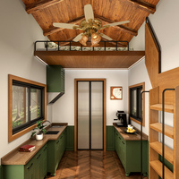 Maisonnette préfabriquée portable prête à être expédiée sur roues, design extensible avec salle de bain et cuisine, maisonnette moderne en bois sur remorque