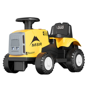 Tractor de juguete para niños con pala, remolque desmontable, bocina, luces y música, color amarillo, sin motor, no requiere empuje. - Product Image 2