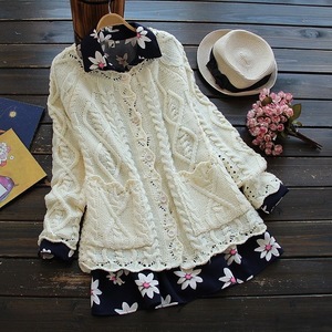 Nouveau cardigan en tricot côtelé torsadé à lacets pour femme, couleur unie, boutonné, coupe classique, manches longues, polyester/coton, idéal pour l'été et les occasions décontractées - Product Image 3