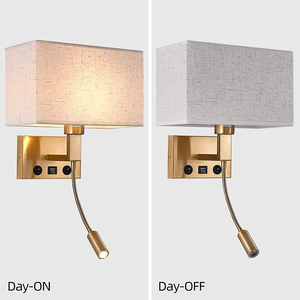 Lampe murale de chevet d'hôtel, lumière de lecture LED nordique, port de charge USB, applique murale intérieure avec revêtement en tissu pour tête de lit de <span class=keywords><strong>chambre</strong></span> - Product Image 2